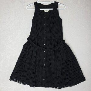 Kate Spade Broome Street Belted Black Eyelet Dress Size XXS EUC
